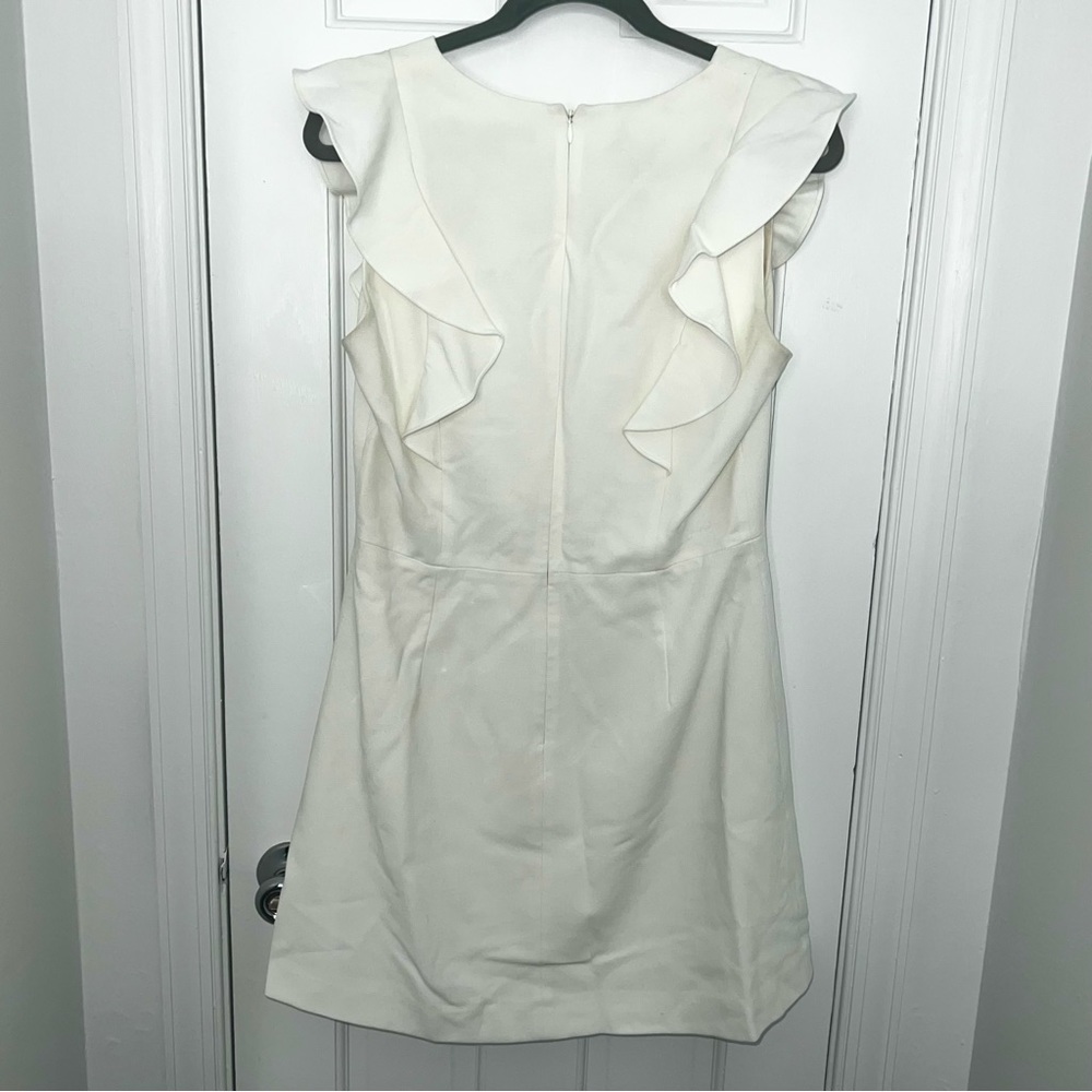 French Connection Whisper Ruffle Mini Dress white graduation dress vneck ruffles - Picture 6 of 16